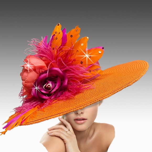 Equine Opulent Elegant Feathers Flower Sequins Hat Derby Races Tea Church Social - Picture 1 of 1
